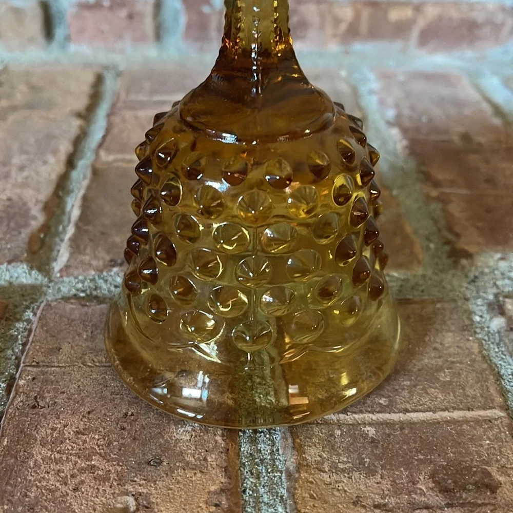 Vtg Fenton Hobnail Amber Glass Bell